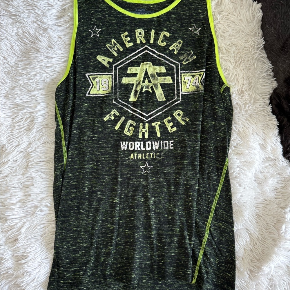 American Fighter Black and Green Athletic Tank Top